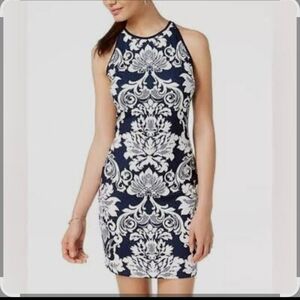 B Darlin Navy and White Floral Mini Dress, Size 3/4
